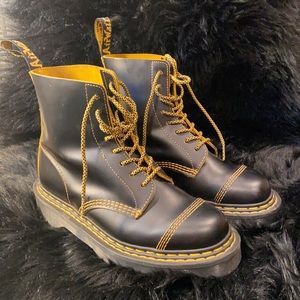 Black, platform dr marten boots, real leather